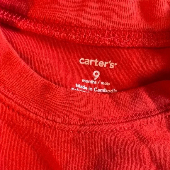 Carter’s 6-9 months gray sweatpants and red long sleeve penguin onesie set - Picture 3 of 4